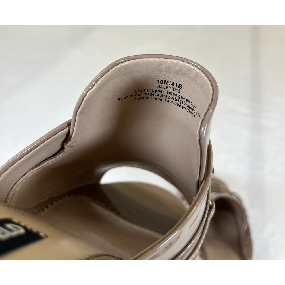 2pr Karl Lagerfeld Paris Mules Haley Patent Leather Black/Nude Chain Link Sz 10 - Picture 8 of 16